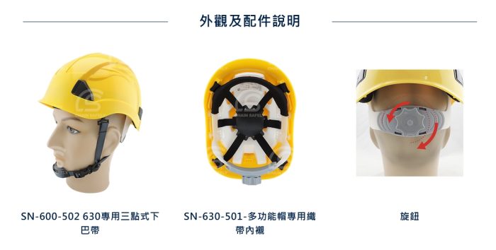 多功能工業用防護頭盔SN-630 – 黃色
